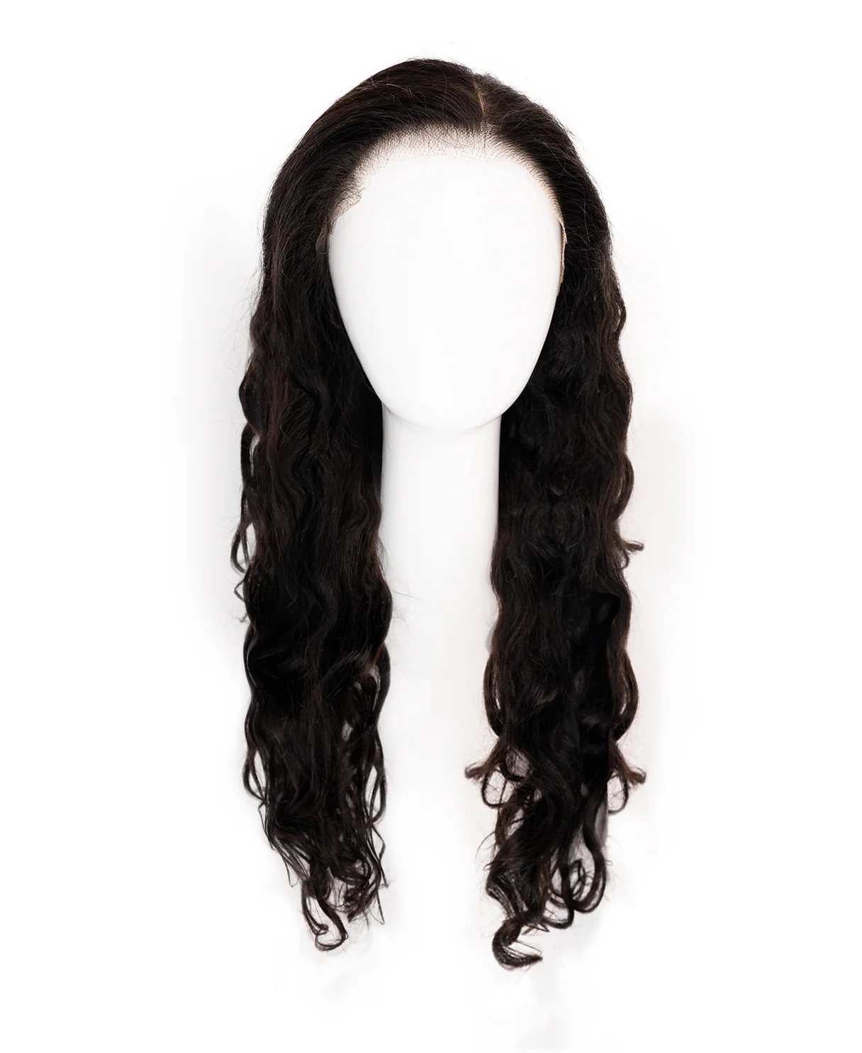 put on & go pre-cut lace curly human wig - 24" natural black. - Image 7