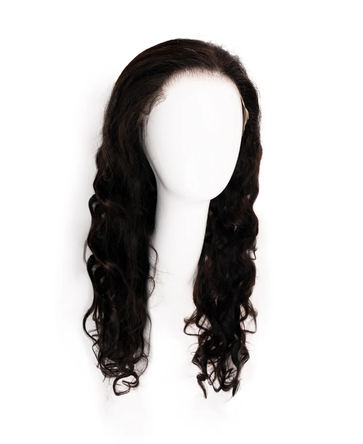 put on & go pre-cut lace curly human wig - 24" natural black. - Image 8