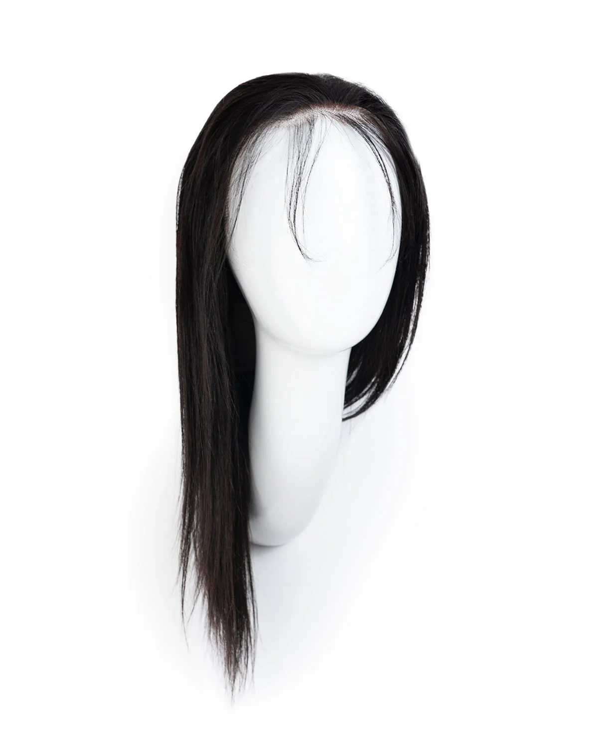 put on & go pre-cut lace human wig - 16" deep black. - Image 4