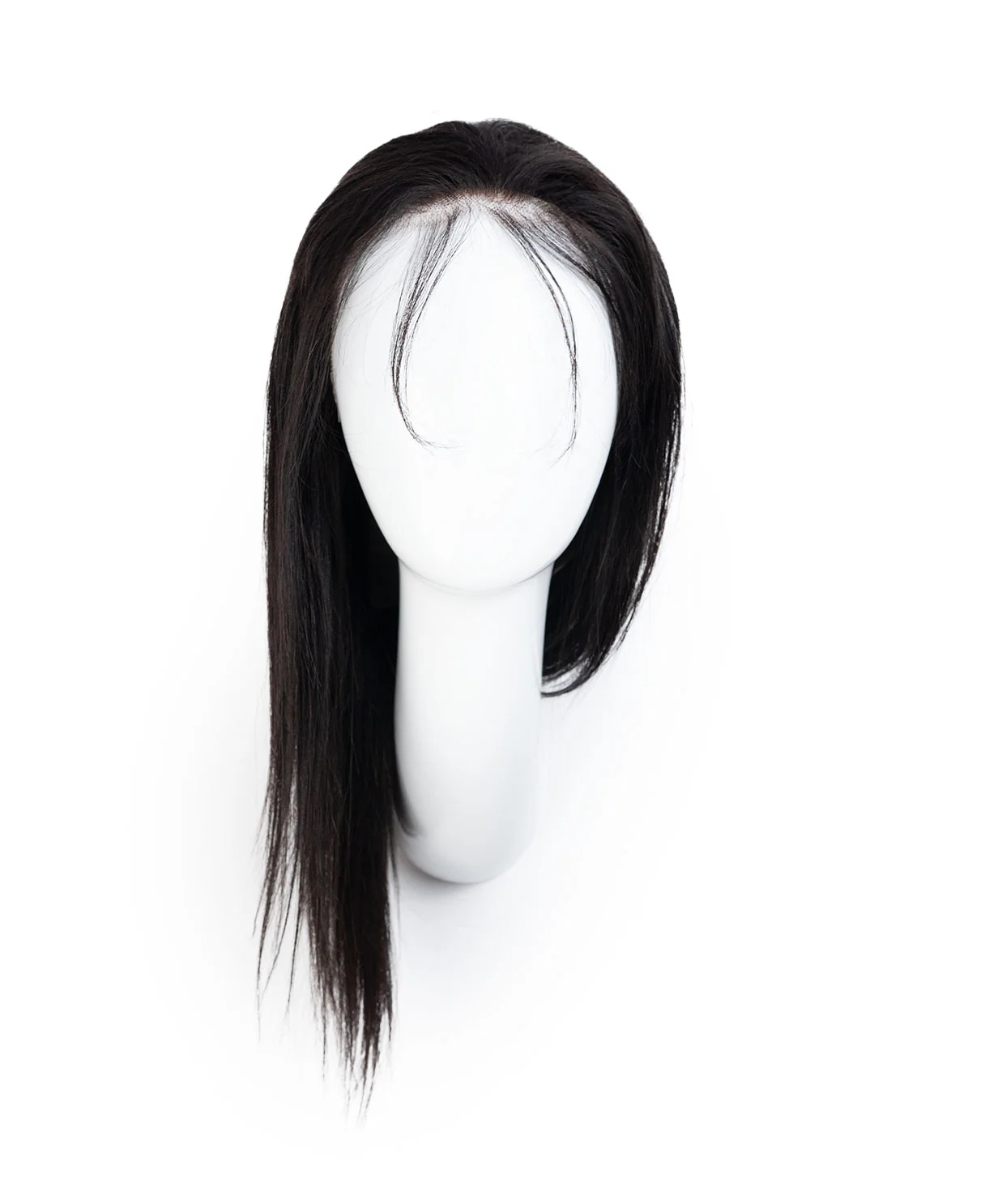 put on & go pre-cut lace human wig - 16" deep black. - Image 7