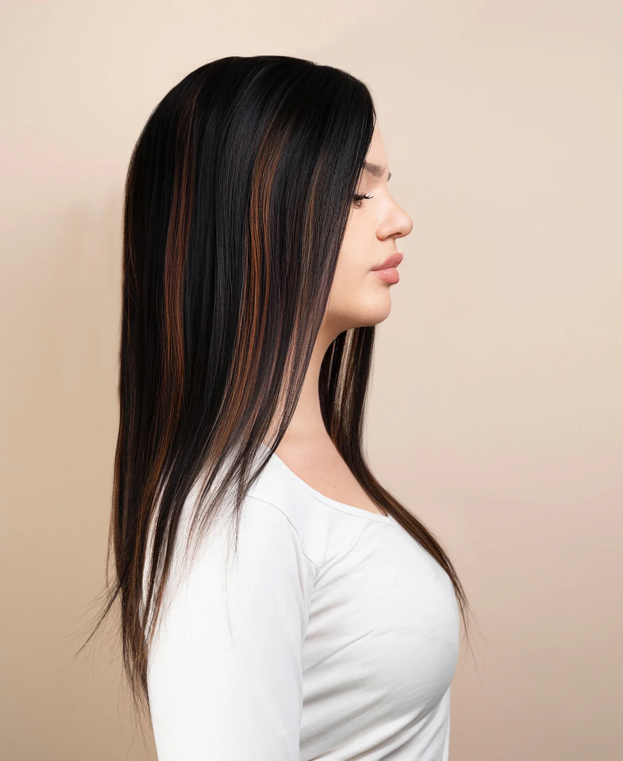 put on & go pre-cut lace human wig - 18" mocha balayage. - Image 5