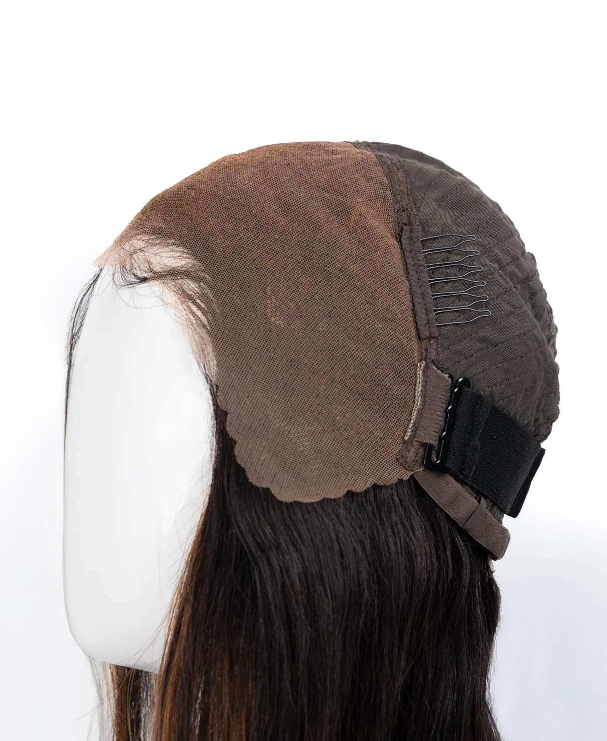 put on & go pre-cut lace human wig - 18" mocha balayage. - Image 7