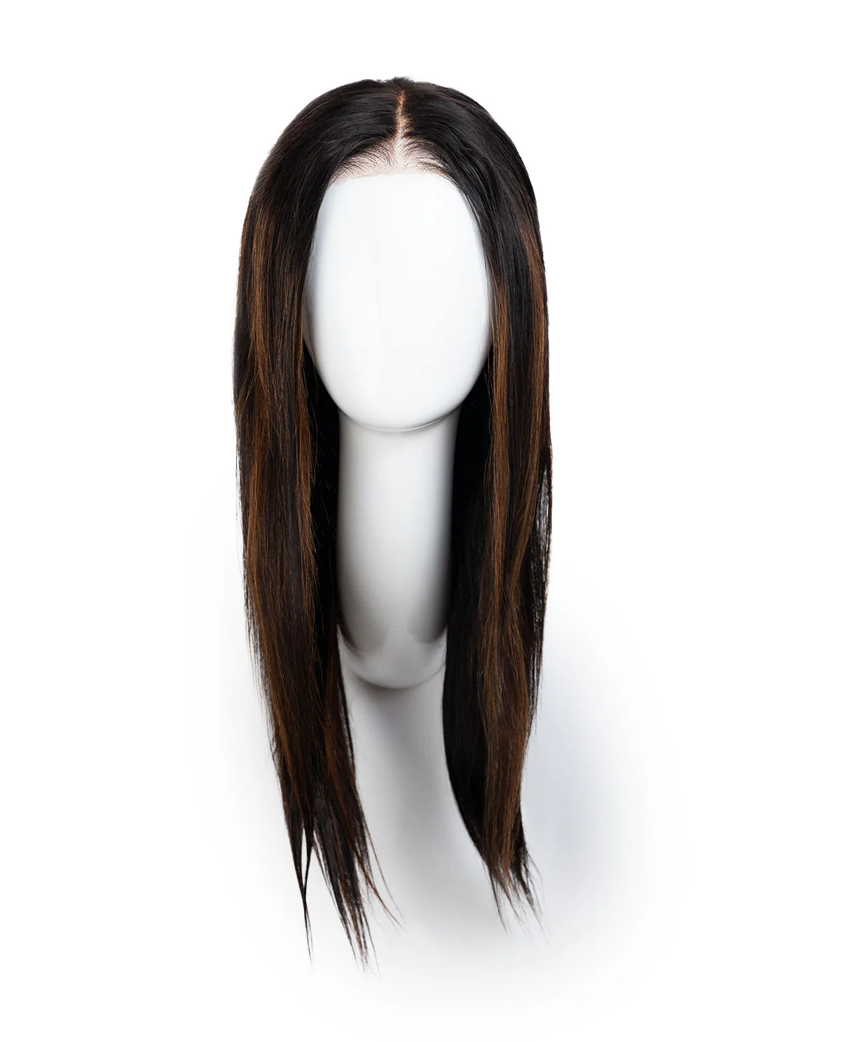 put on & go pre-cut lace human wig - 18" mocha balayage. - Image 9