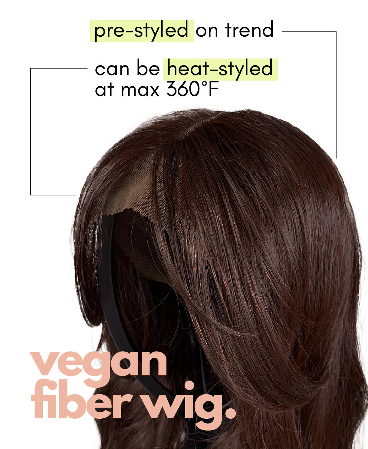 vegan fiber wig - 22" blowout curtain bangs wig. - Image 3