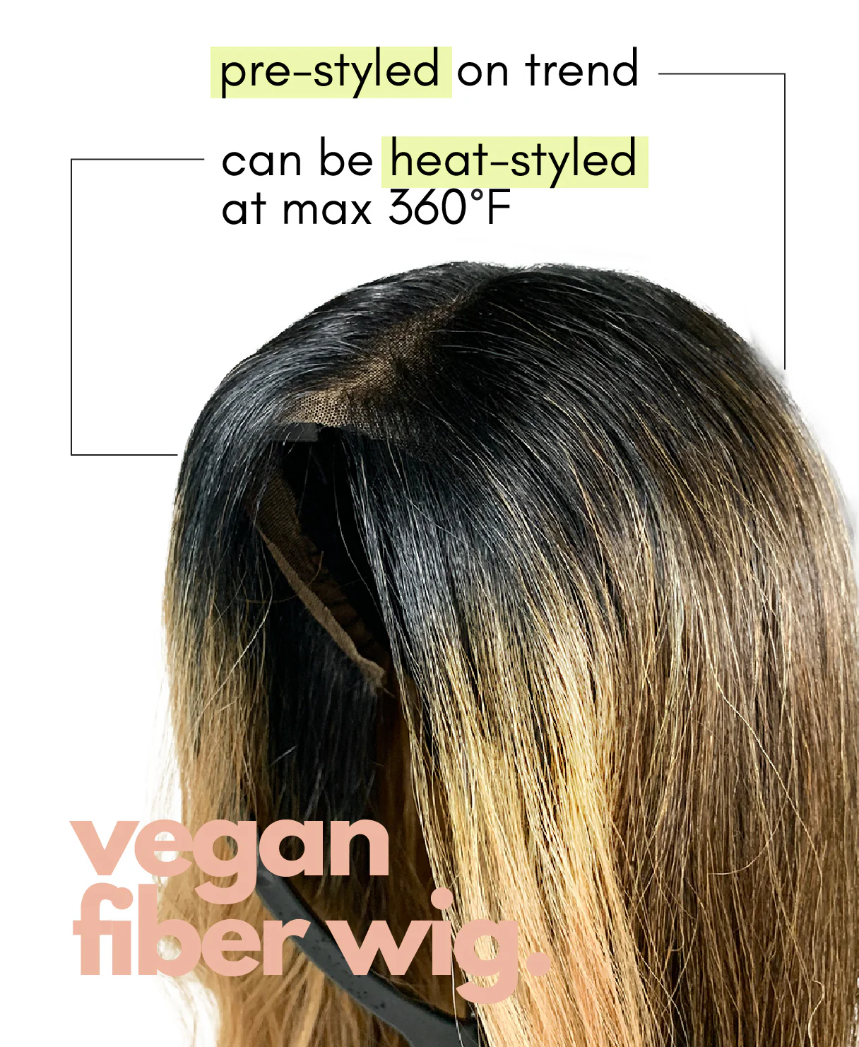 vegan fiber wig - 24" caramel balayage moneypiece. - Image 3