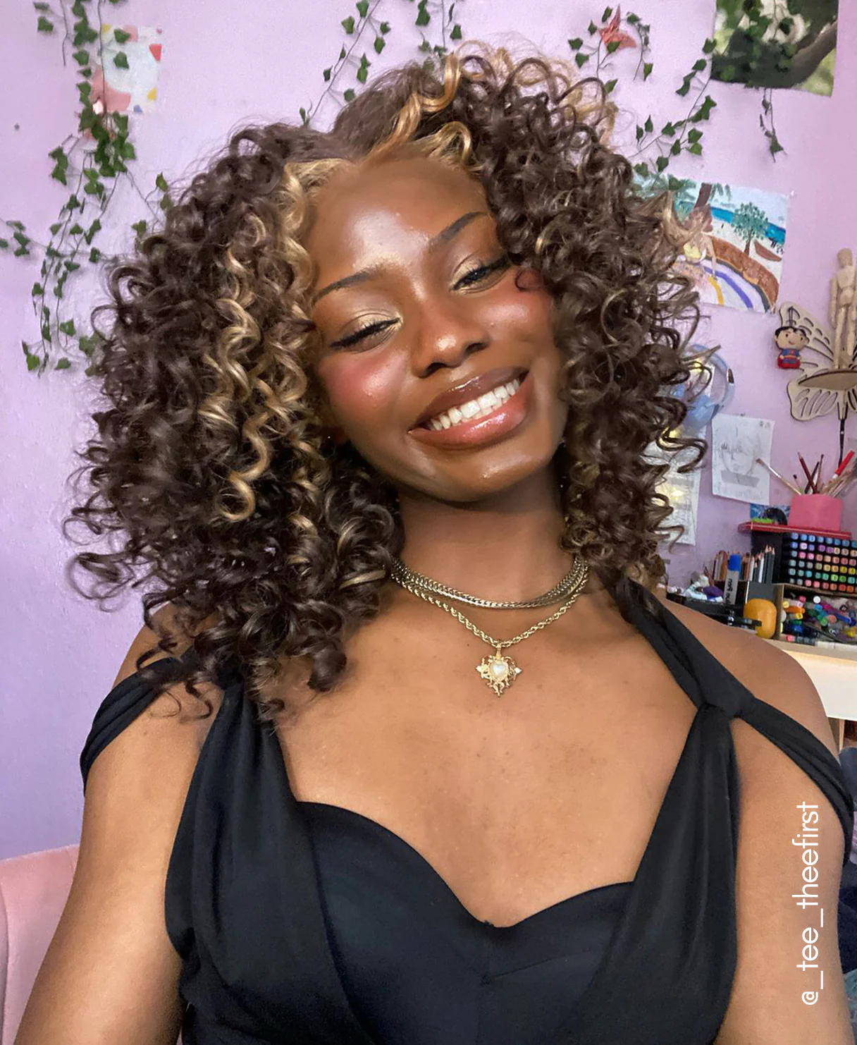 vegan fiber curly balayage - wig 16". - Image 10