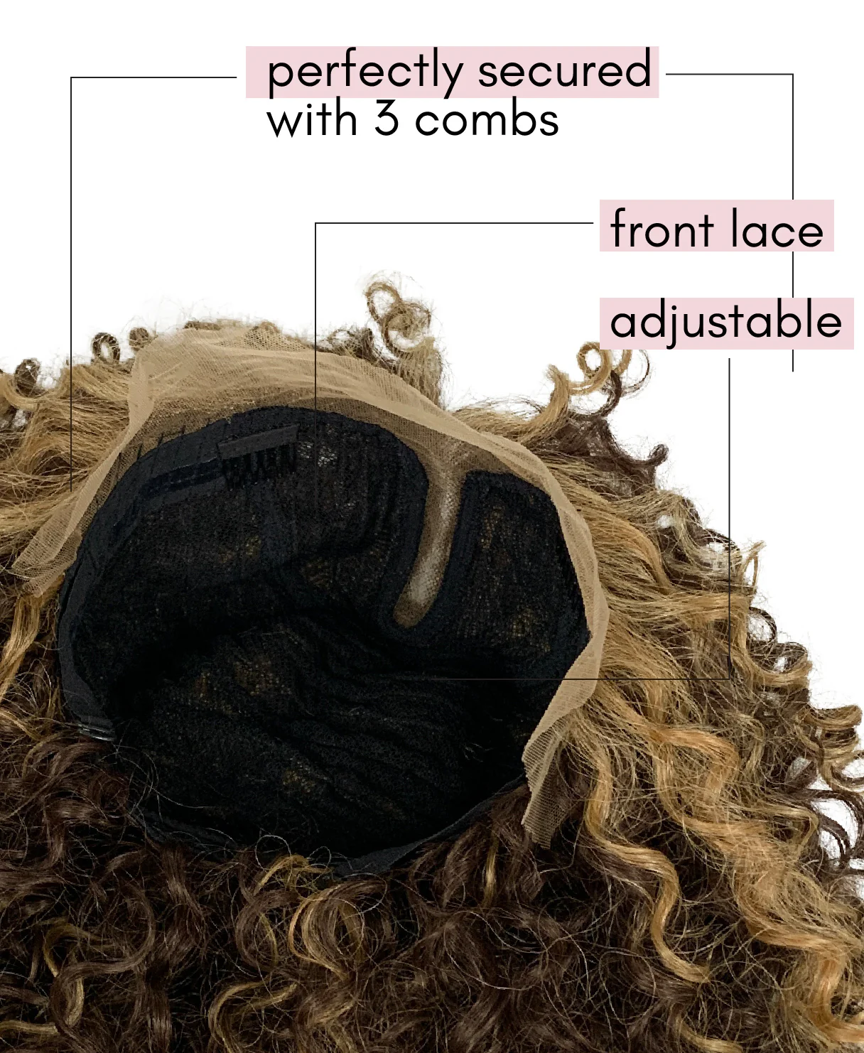 vegan fiber curly balayage - wig 16". - Image 3