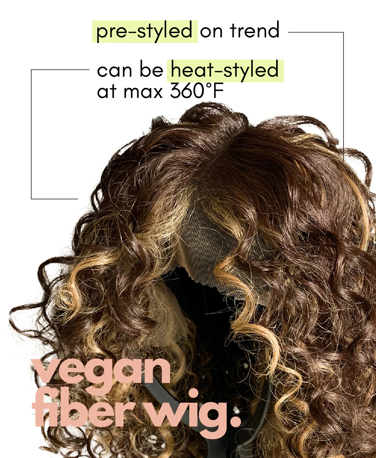 vegan fiber curly balayage - wig 16". - Image 4