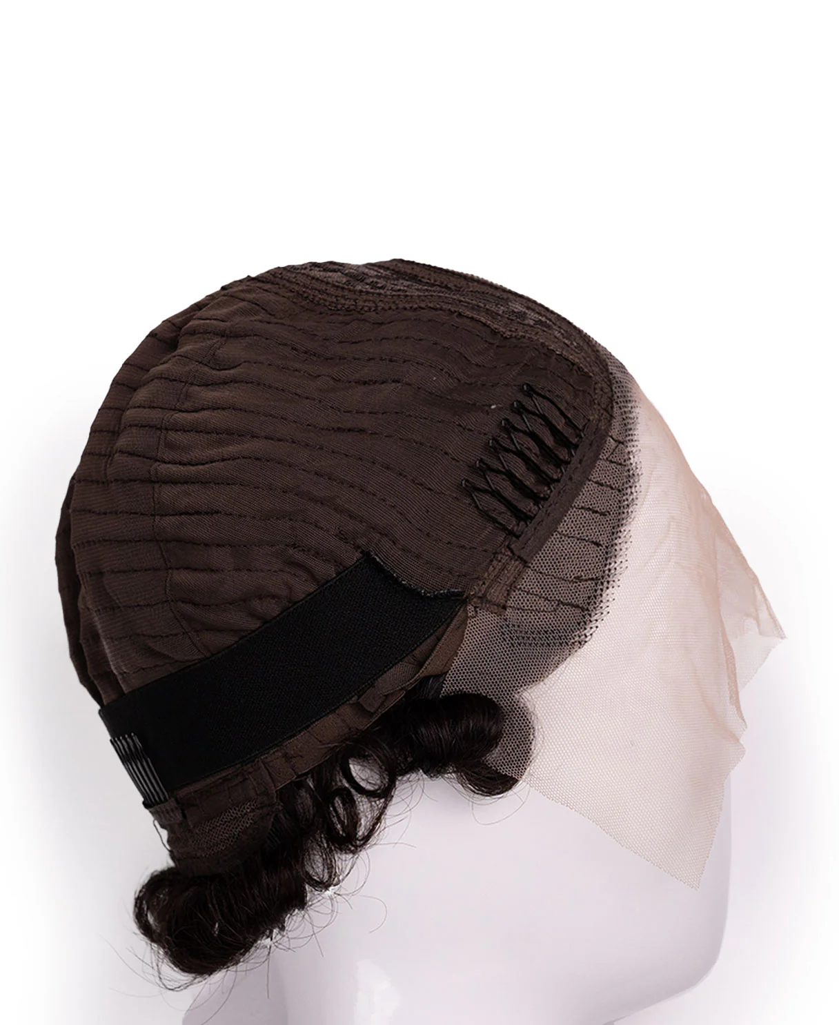 t-part curly human wig - 6" natural black. - Image 9