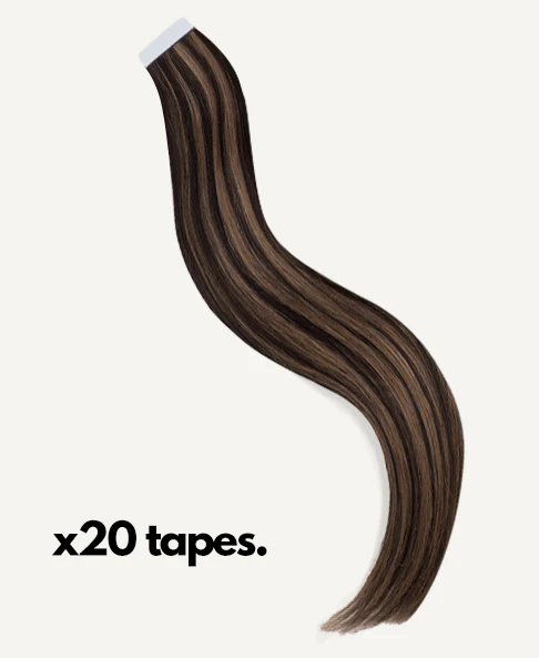 tape-in hair extensions dark highlights. - Image 3