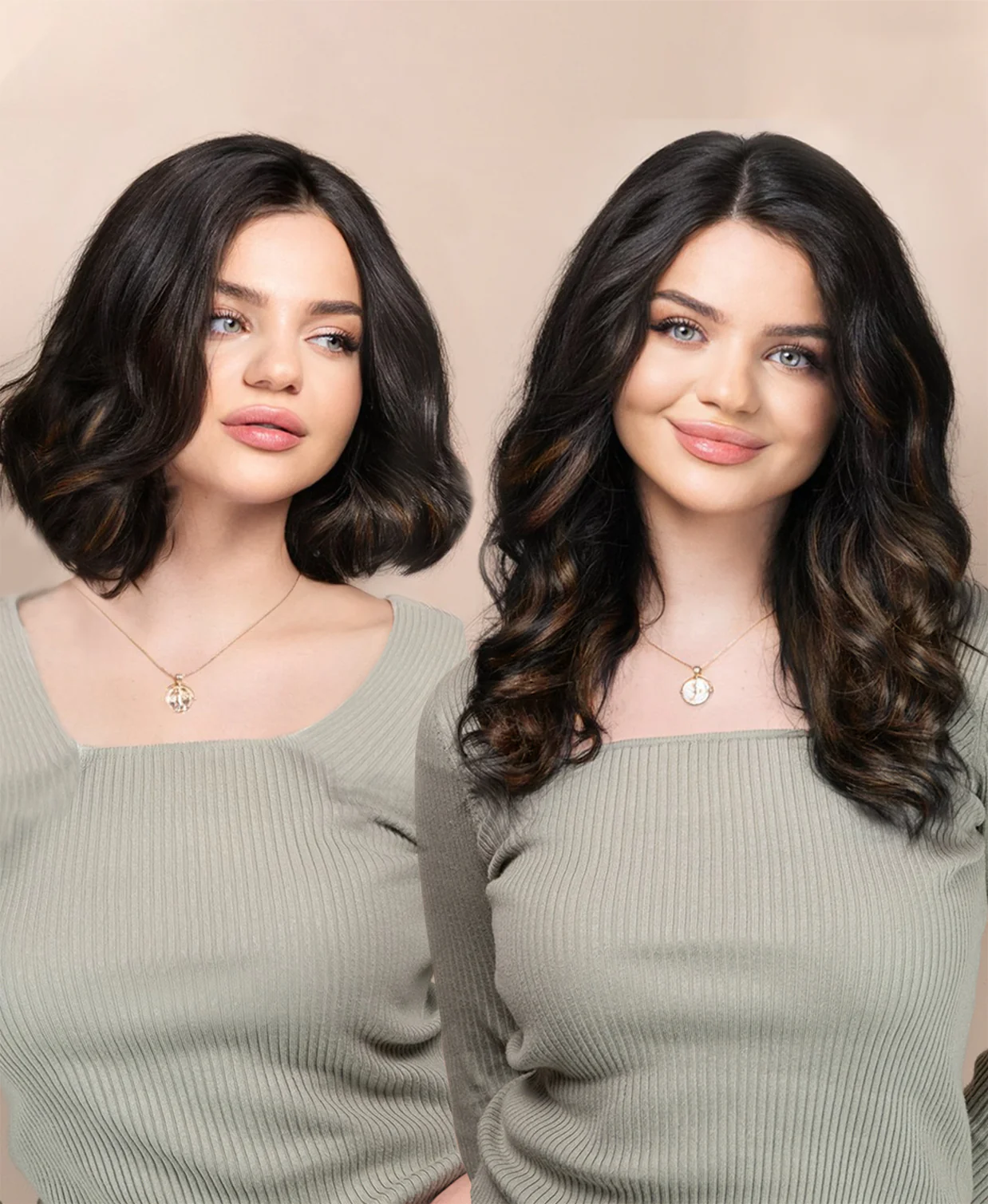 tape-in hair extensions mocha balayage. - Image 3