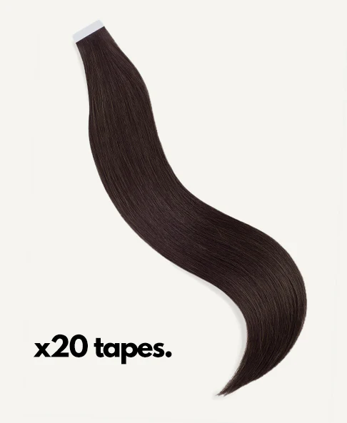 tape-in hair extensions chocolate brown. - Image 3