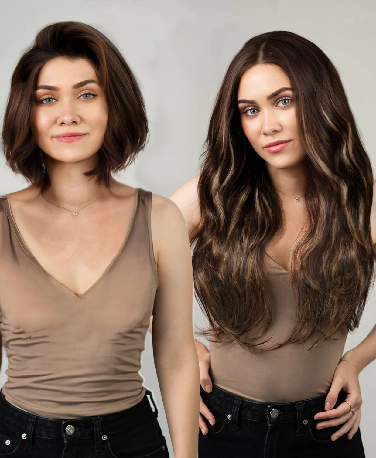 tape-in hair extensions ash brown balayage. - Image 3