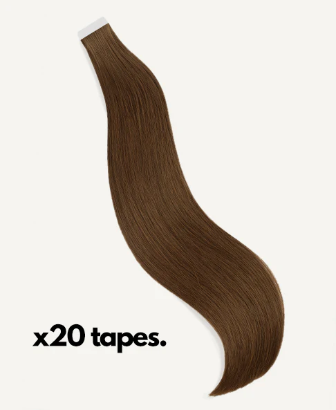 tape-in hair extensions light brown. - Image 3