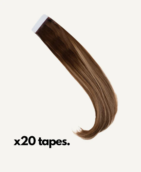 tape-in hair extensions brown balayage. - Image 3