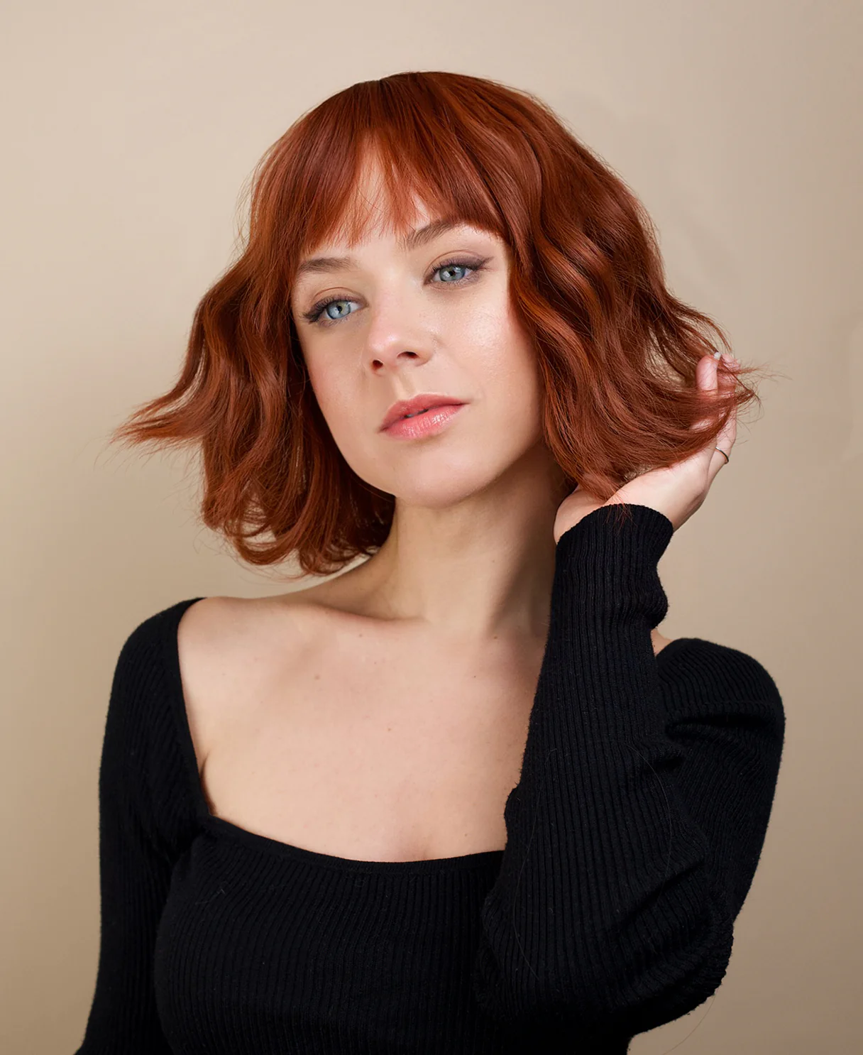 vegan fiber wig - 10" copper with fringe. - Image 5