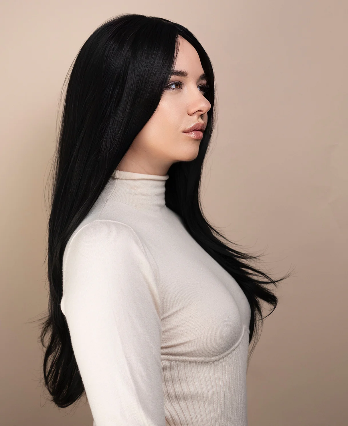 vegan fiber wig - 24" layered espresso black. - Image 3
