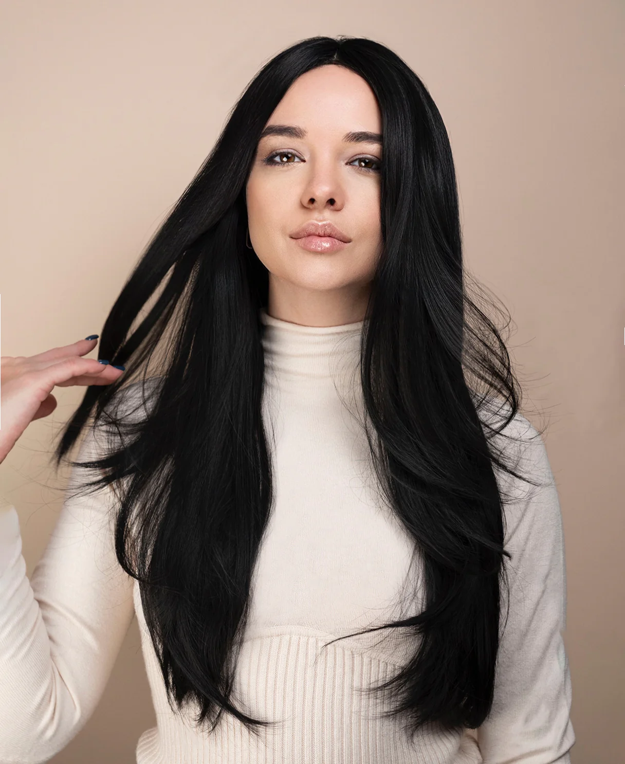 vegan fiber wig - 24" layered espresso black. - Image 5