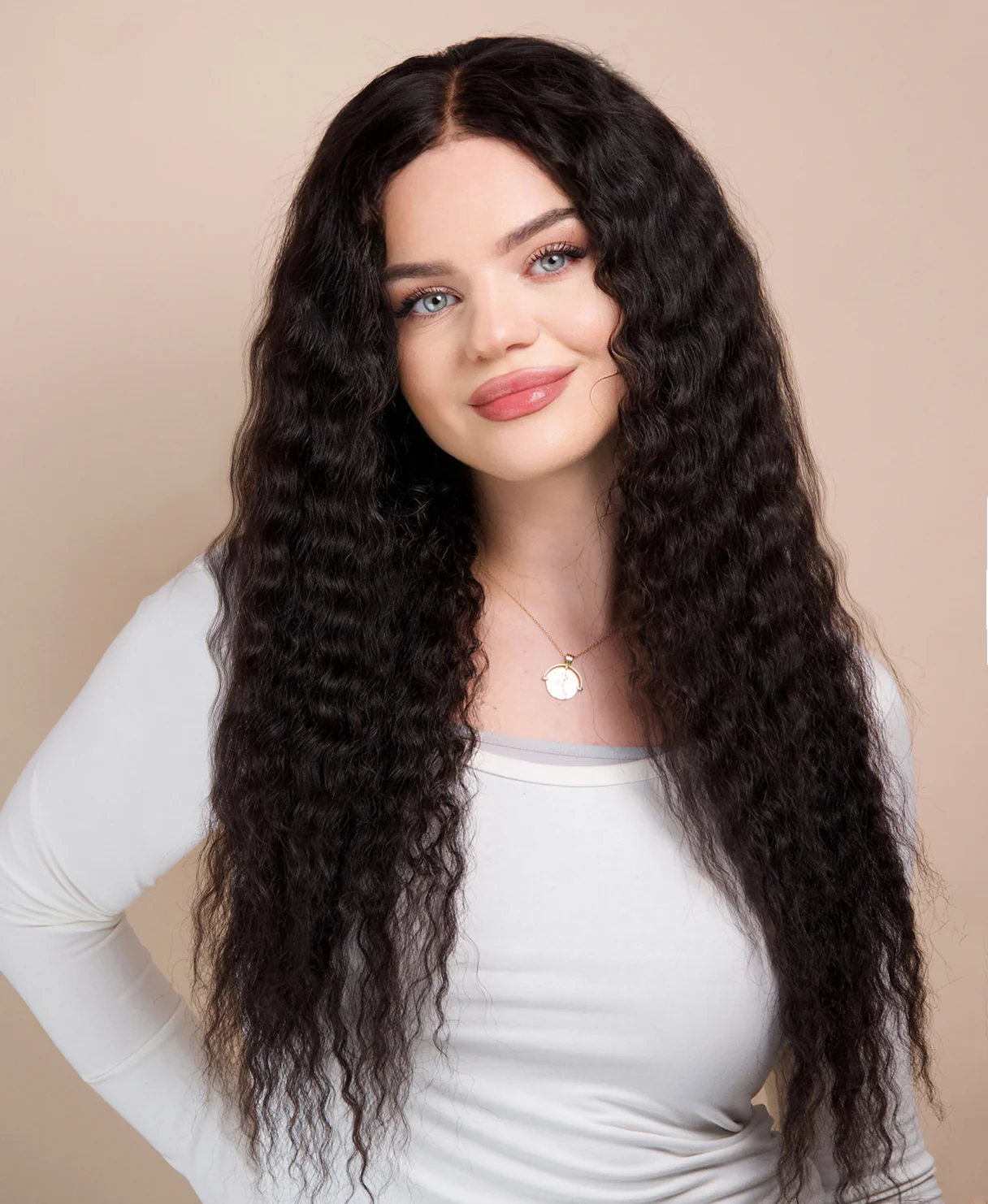 wavy human wig - 22” natural black. - Image 2