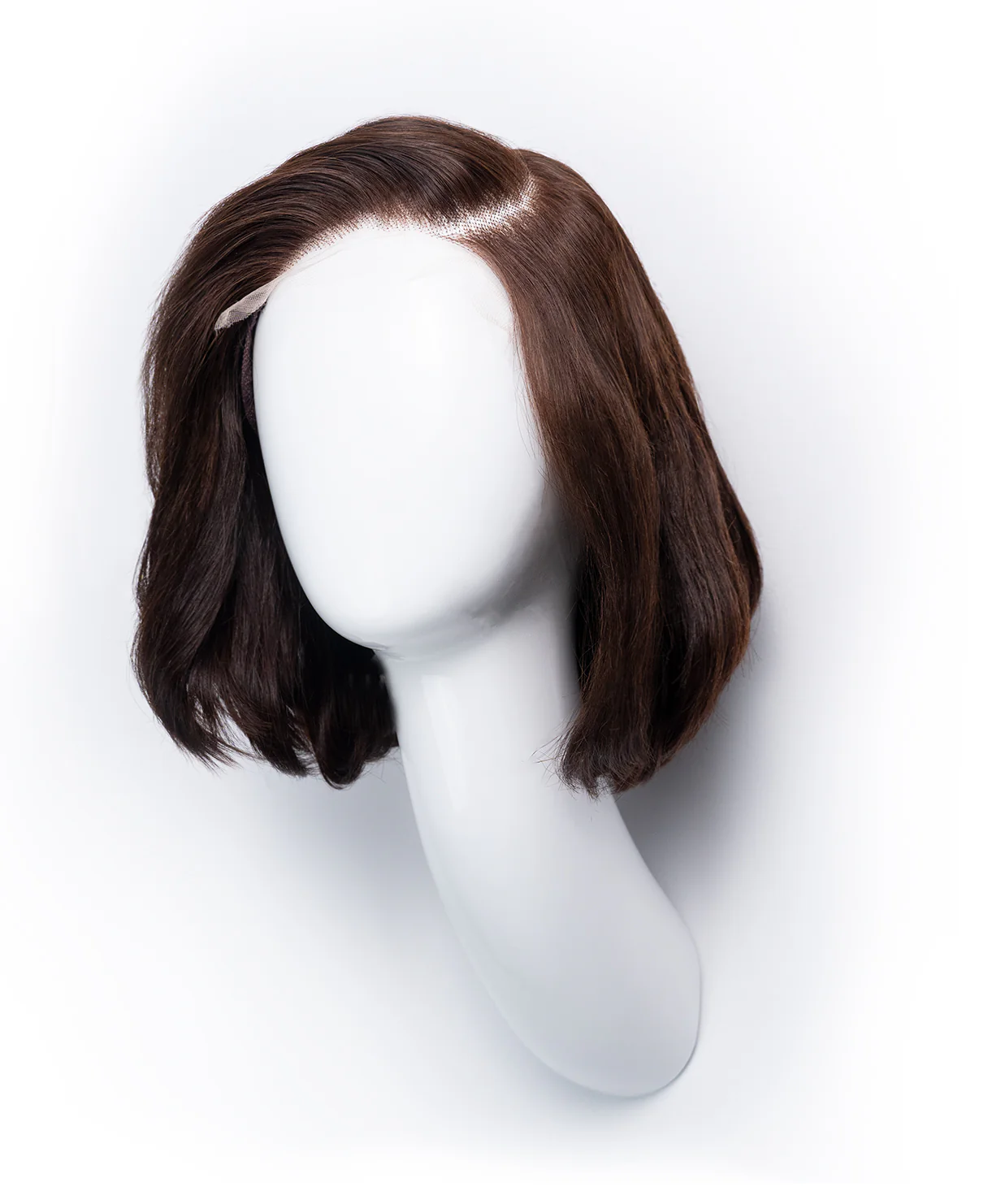 wedge bob t-part human wig - 8" chocolate brown. - Image 6