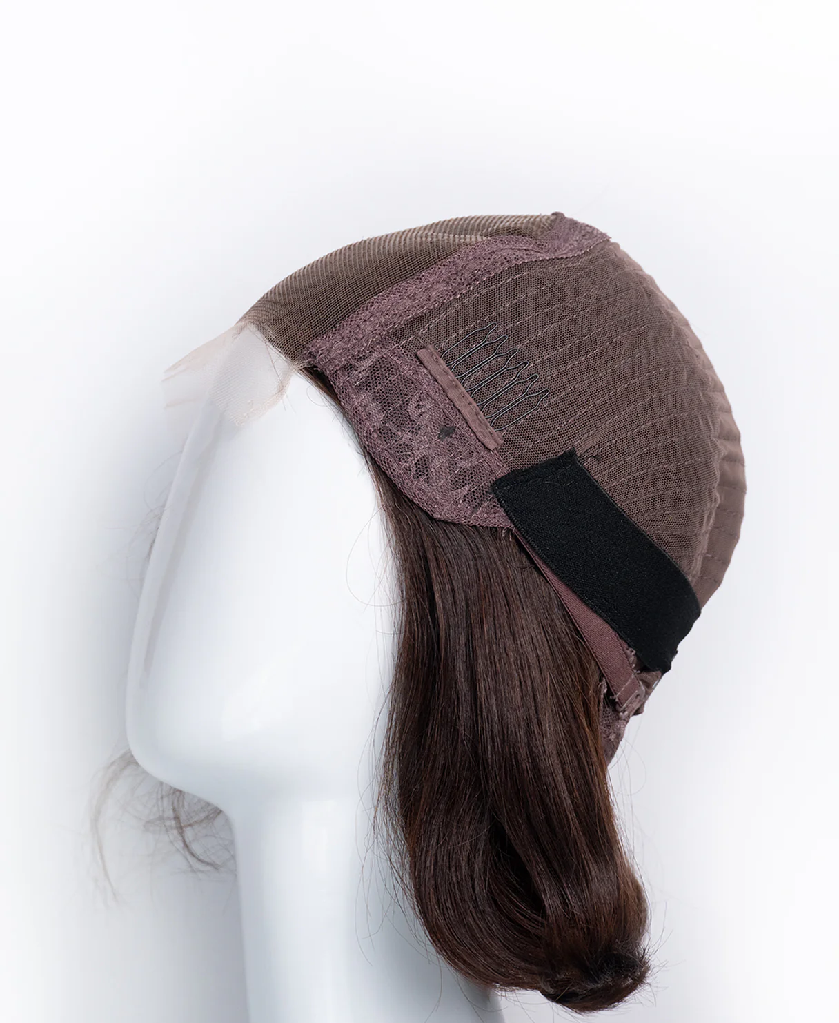 wedge bob t-part human wig - 8" chocolate brown. - Image 8
