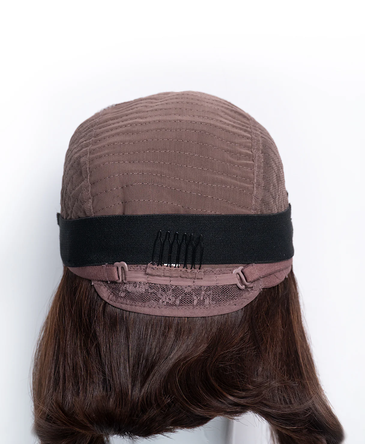 wedge bob t-part human wig - 8" chocolate brown. - Image 9