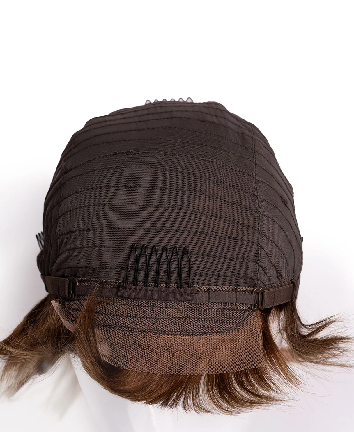 wedge cut human wig - 8" bronzed highlights. - Image 9