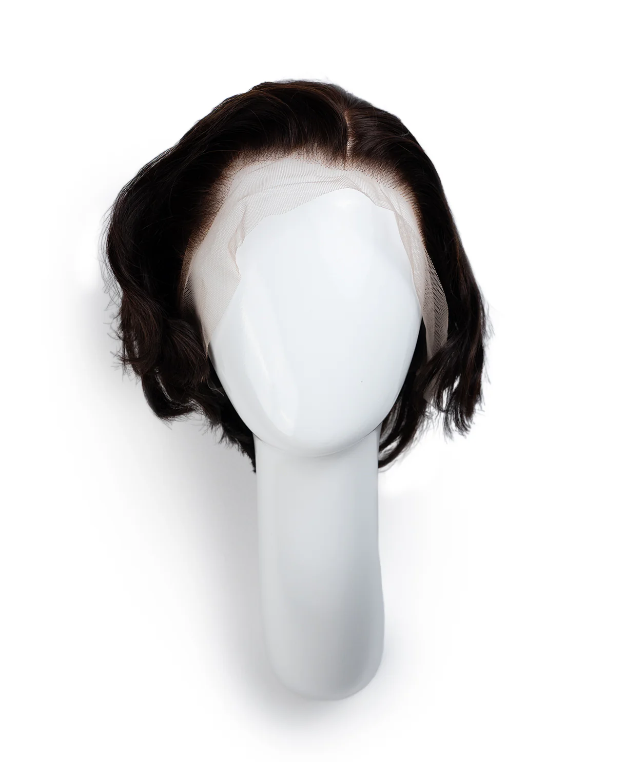 wedge lace front human wig - 8" dark brown. - Image 6