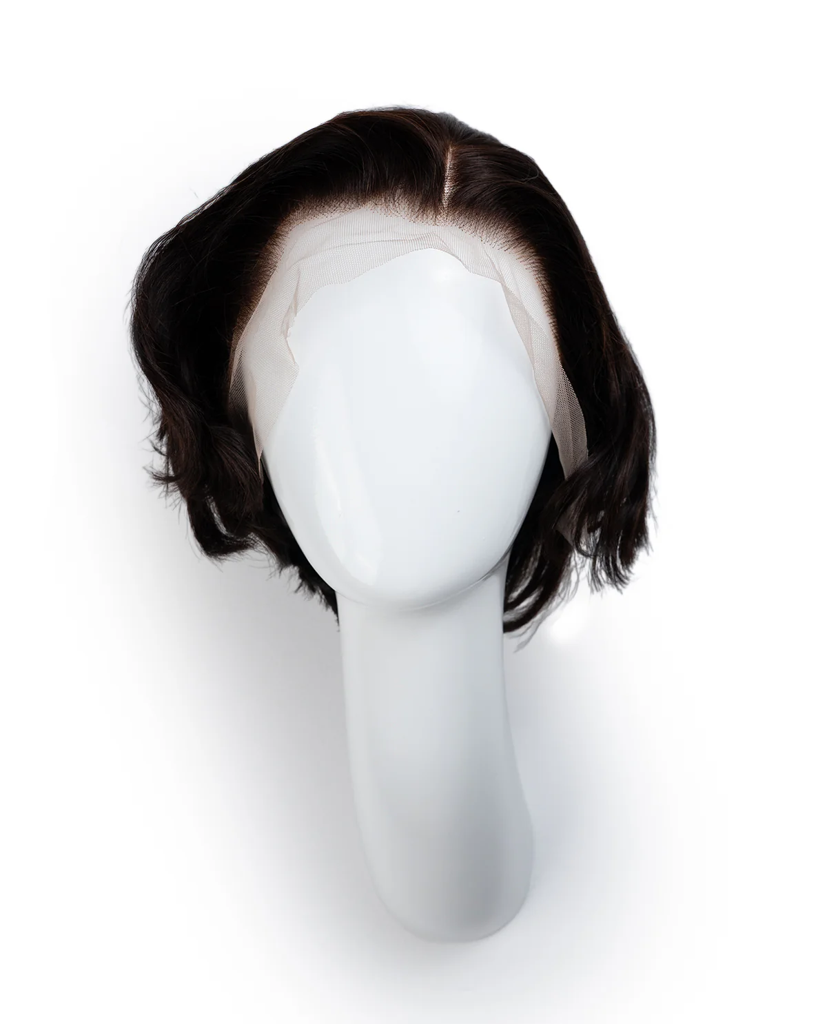 wedge lace front human wig - 8" dark brown. - Image 7