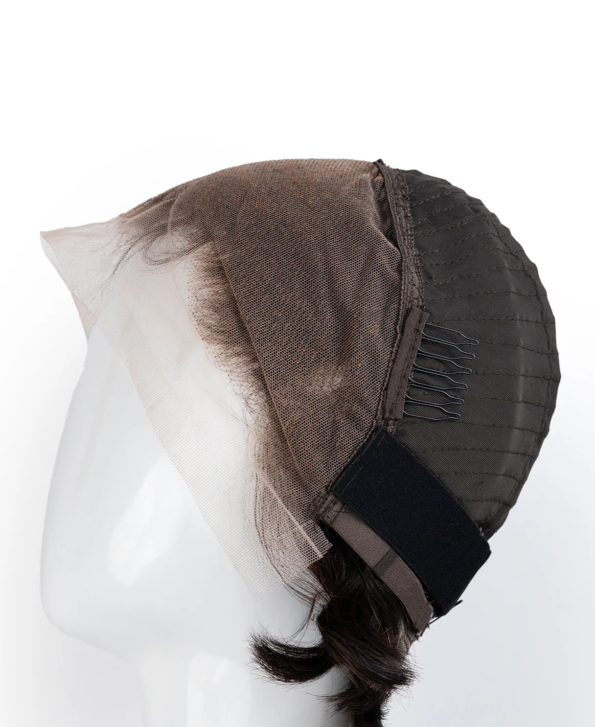 wedge lace front human wig - 8" dark brown. - Image 9