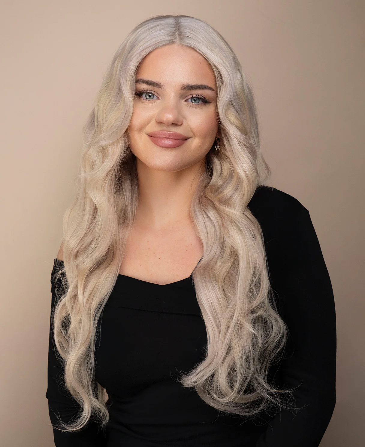 put on & go wig - 26" icy blonde highlights.