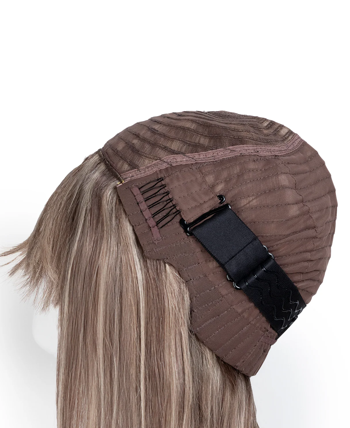 put on & go wig with bangs - 18" ash blonde highlights. - Image 7