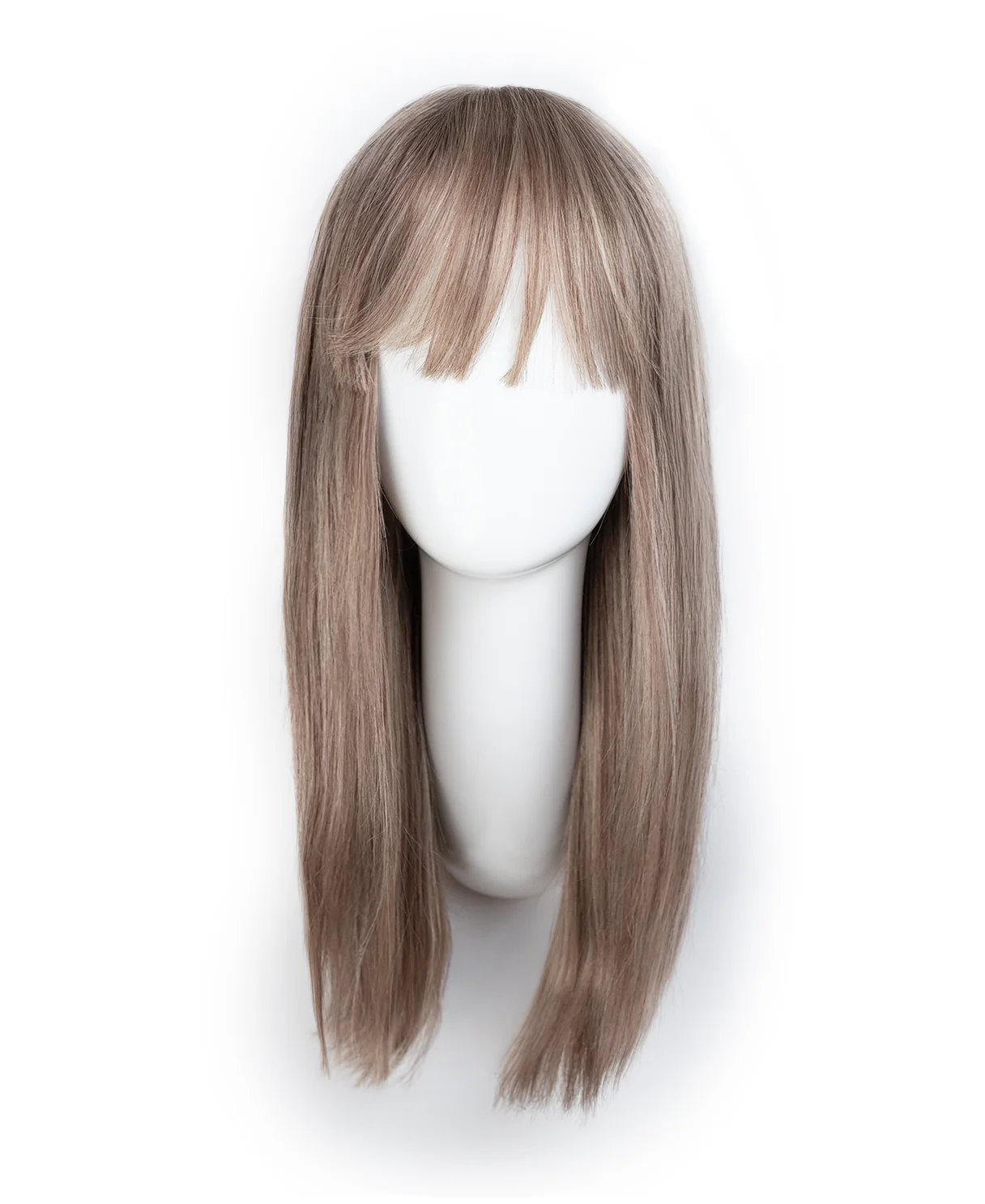 put on & go wig with bangs - 18" ash blonde highlights. - Image 8