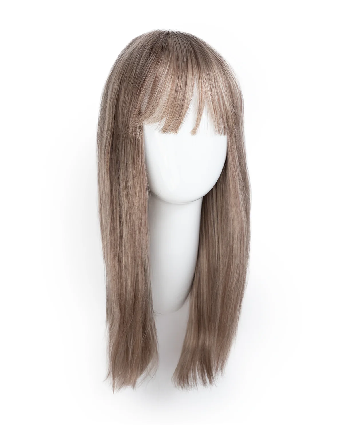 put on & go wig with bangs - 18" ash blonde highlights. - Image 9