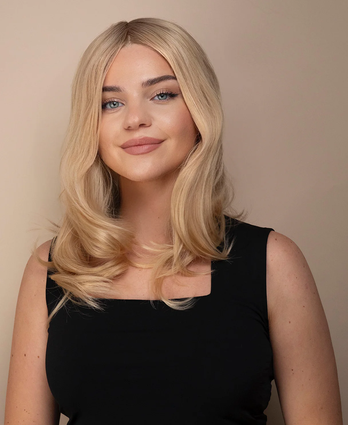 lace front mono wig - 13" golden babylights. - Image 3