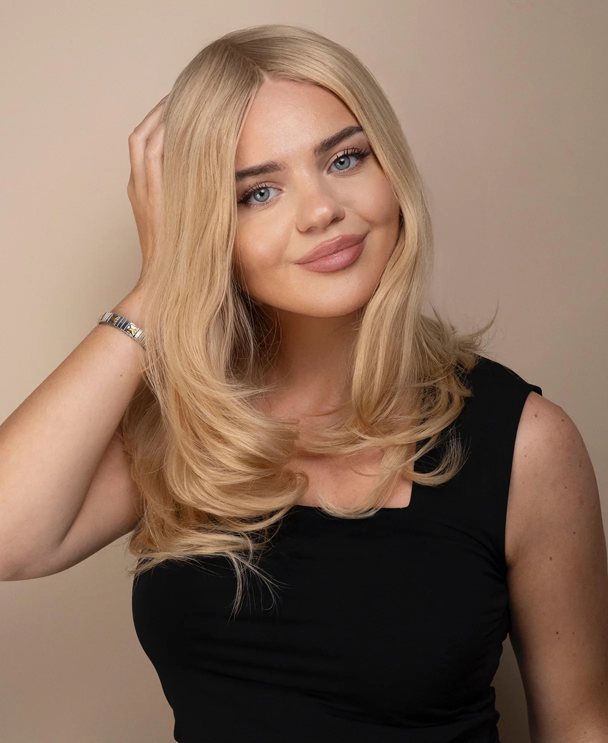 lace front mono wig - 13" golden babylights. - Image 4