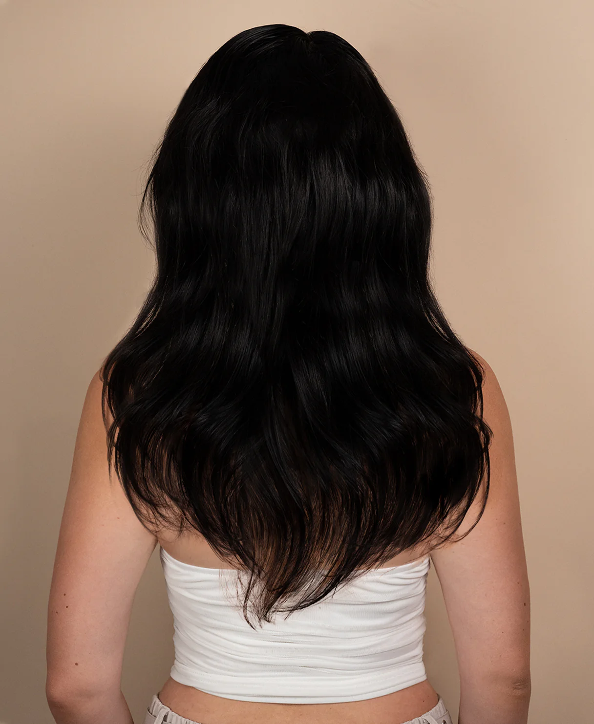 full lace human wig - 16" natural black. - Image 2