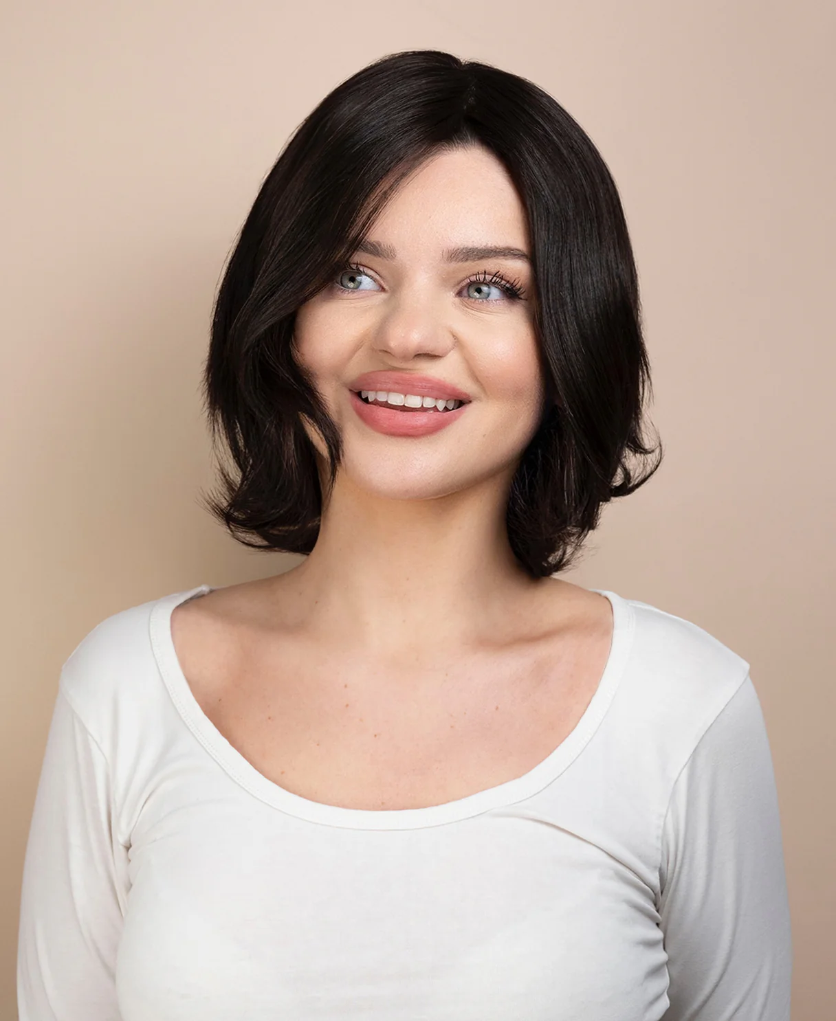 european virgin hair wig - 8" natural black.