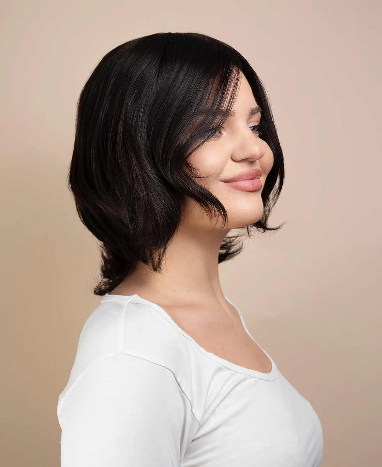 european virgin hair wig - 8" natural black. - Image 3