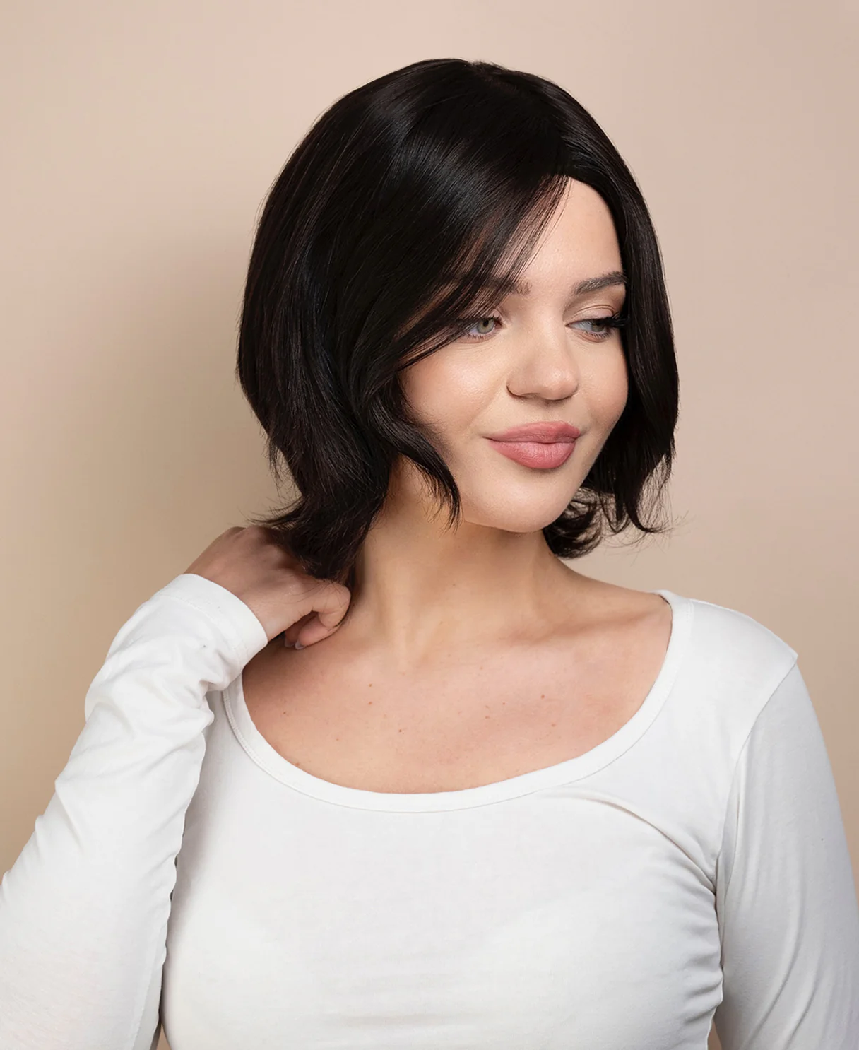 european virgin hair wig - 8" natural black. - Image 7