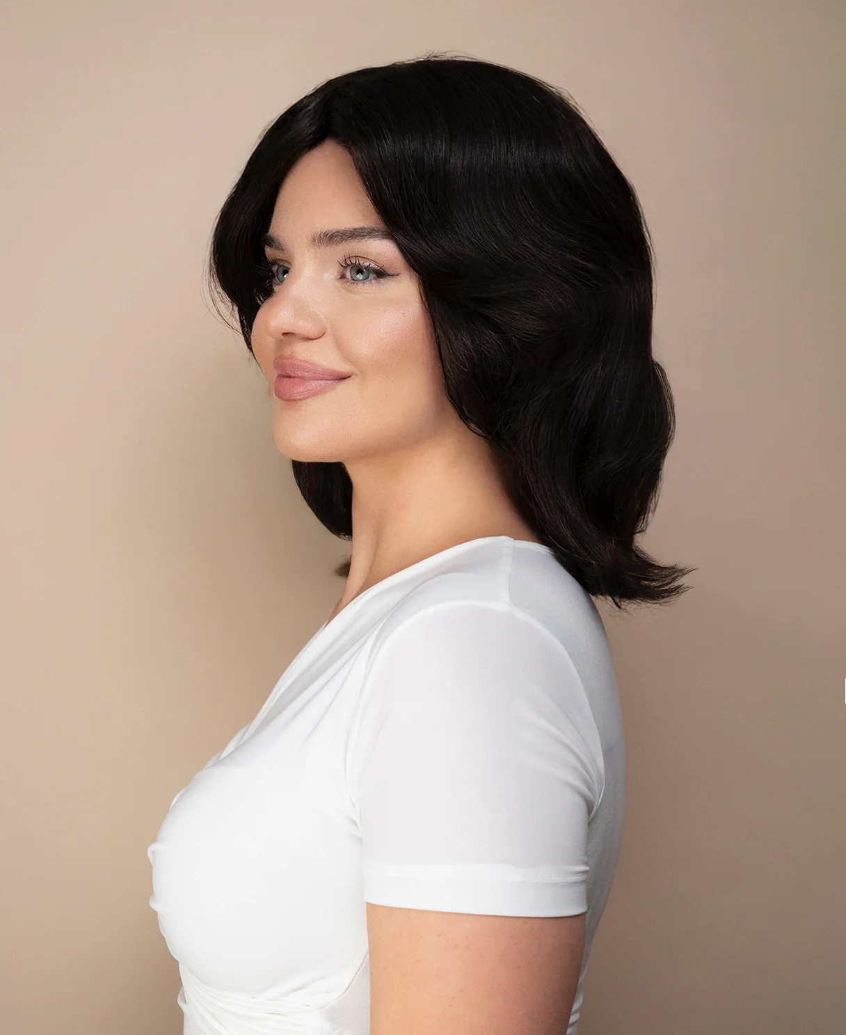 lace front mono wig - 9" dark brown. - Image 3