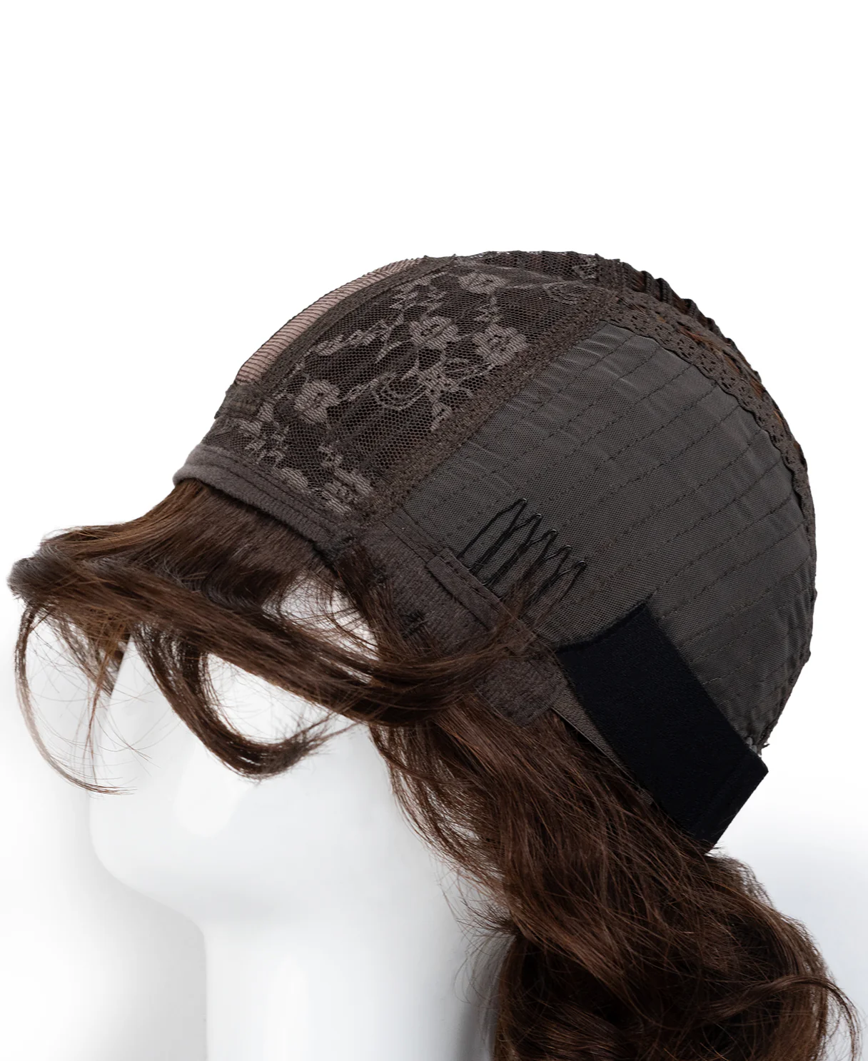 put on & go wavy human wig - 12" chocolate brown with curtain bangs. - Image 10