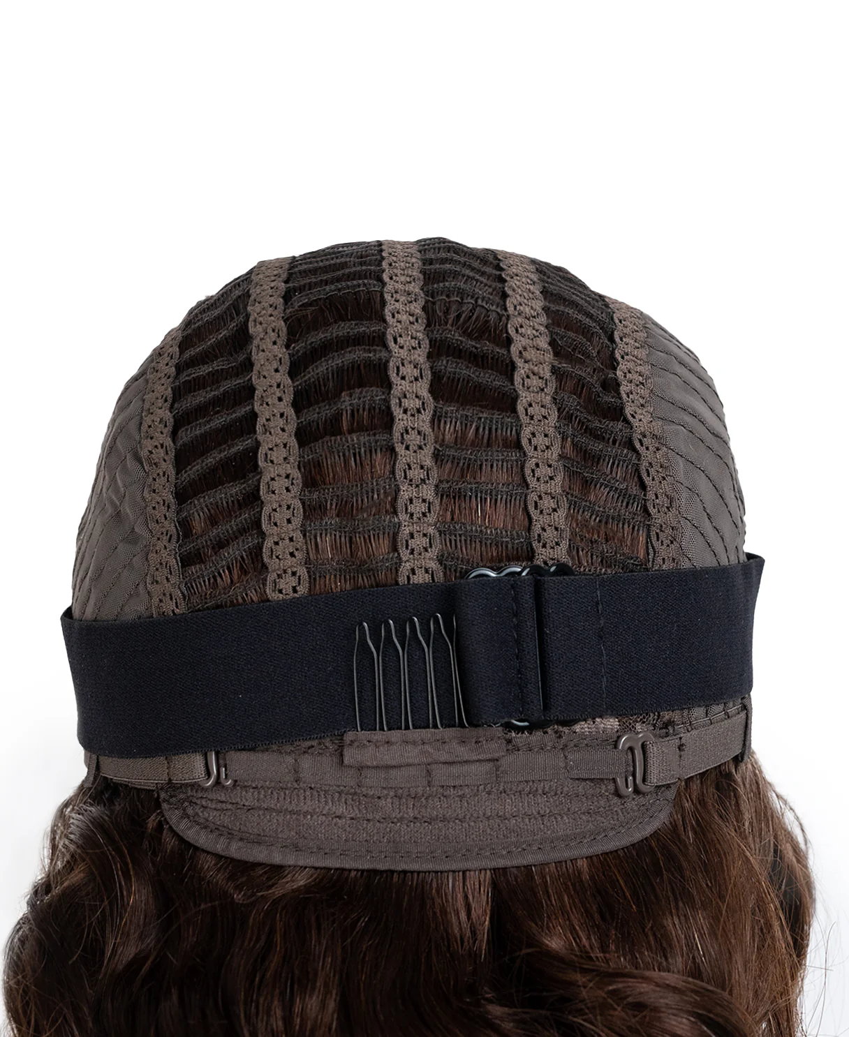 put on & go wavy human wig - 12" chocolate brown with curtain bangs. - Image 9