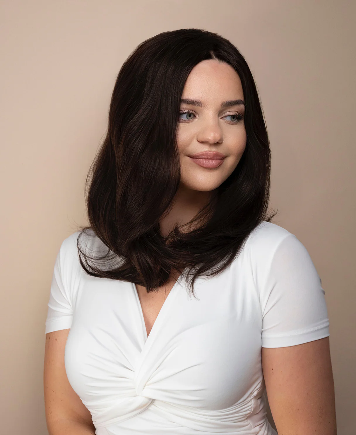 lace front mono wig - 13" dark brown. - Image 3