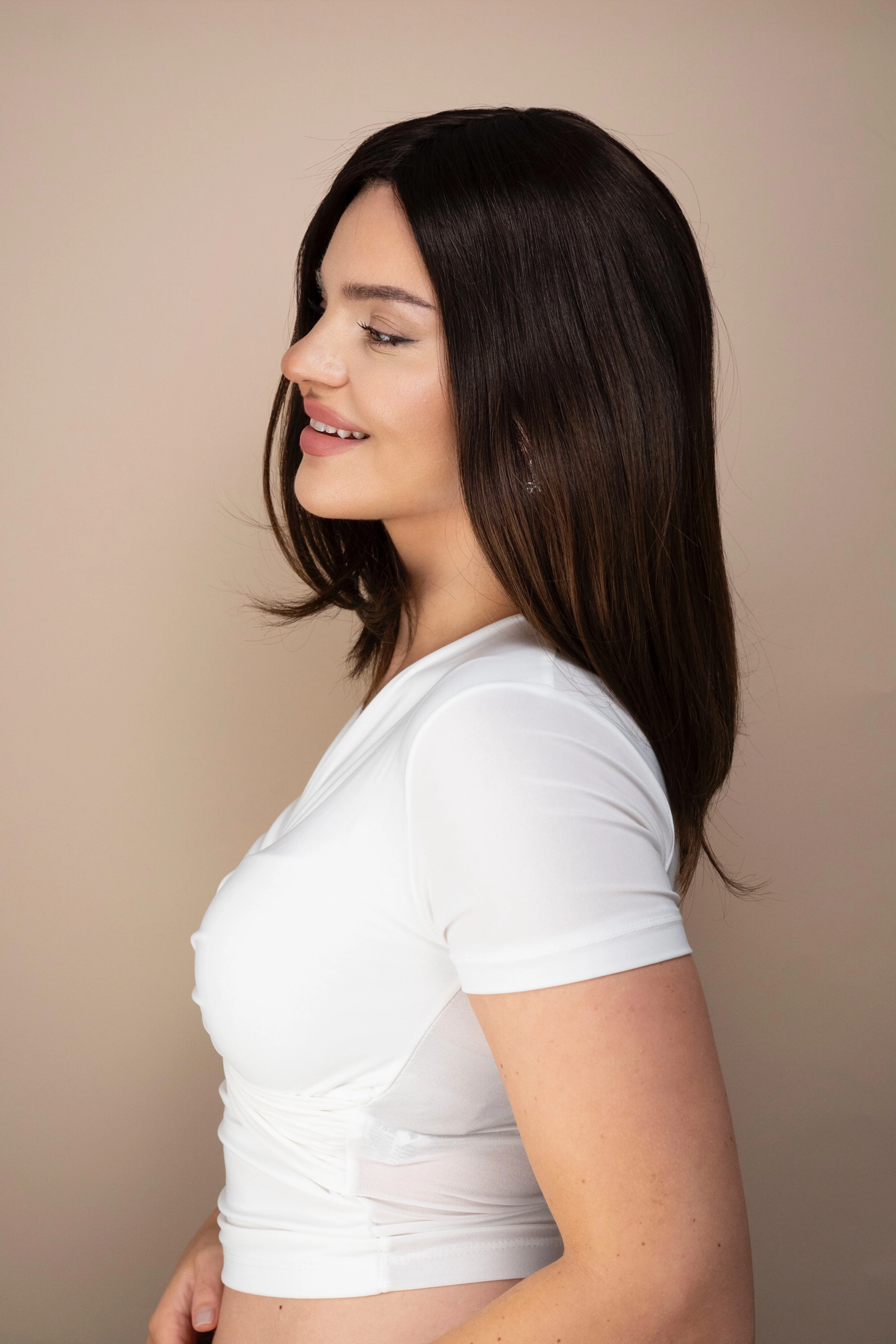 lace front mono wig - 13" dark brown. - Image 4
