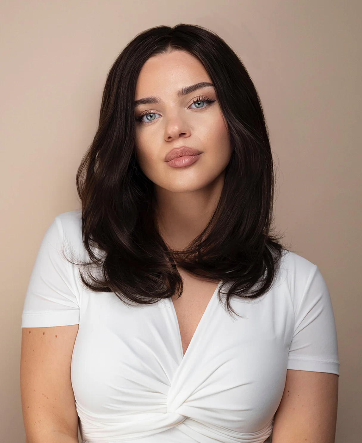 lace front mono wig - 13" dark brown. - Image 7