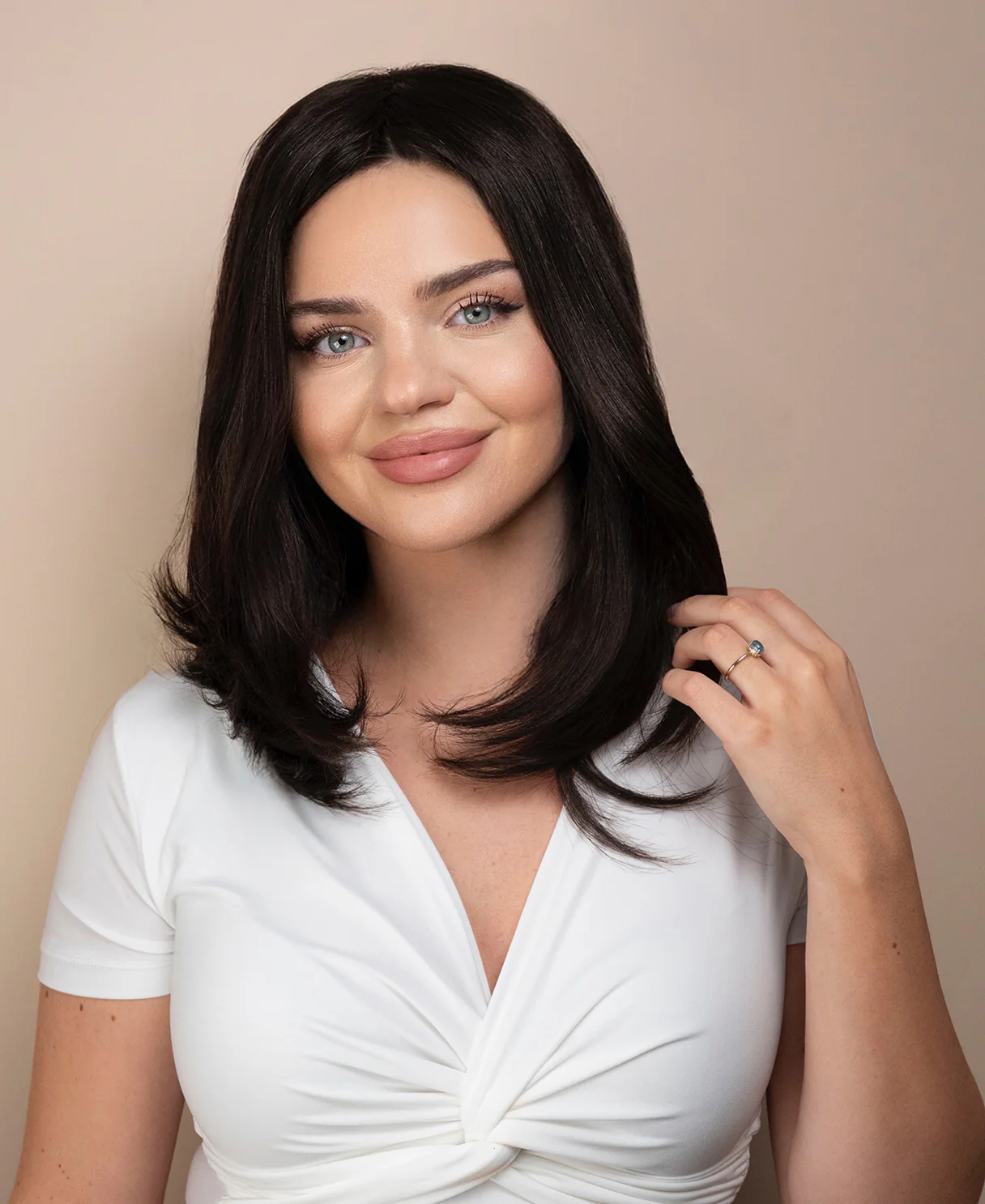 lace front mono wig - 14" dark brown. - Image 3