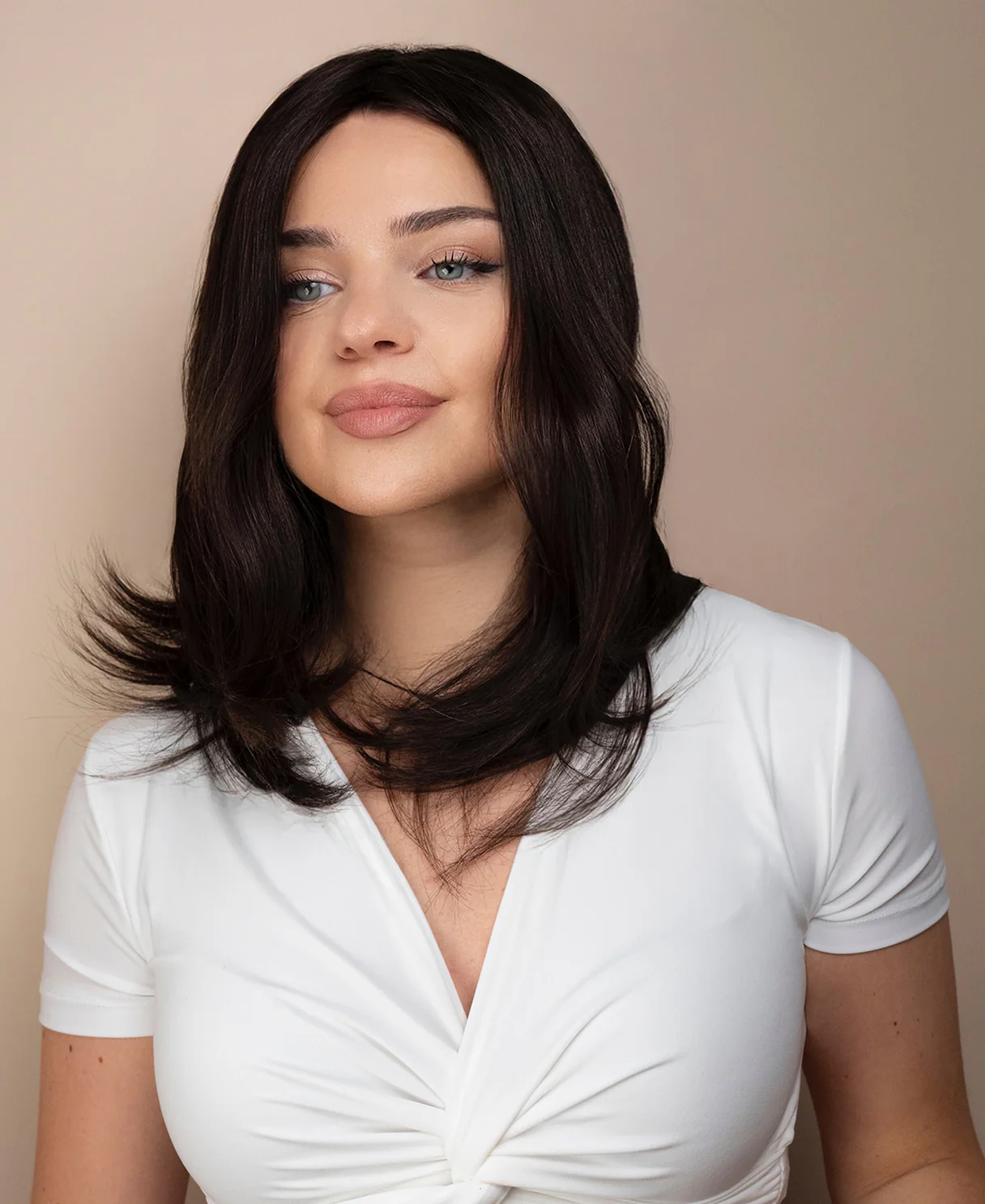 lace front mono wig - 14" dark brown. - Image 5