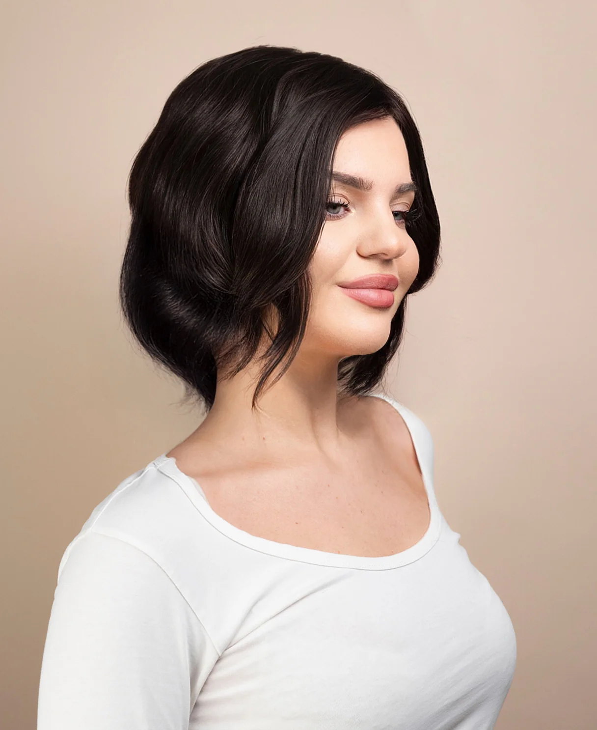 european virgin hair wig - 8" chocolate brown. - Image 2