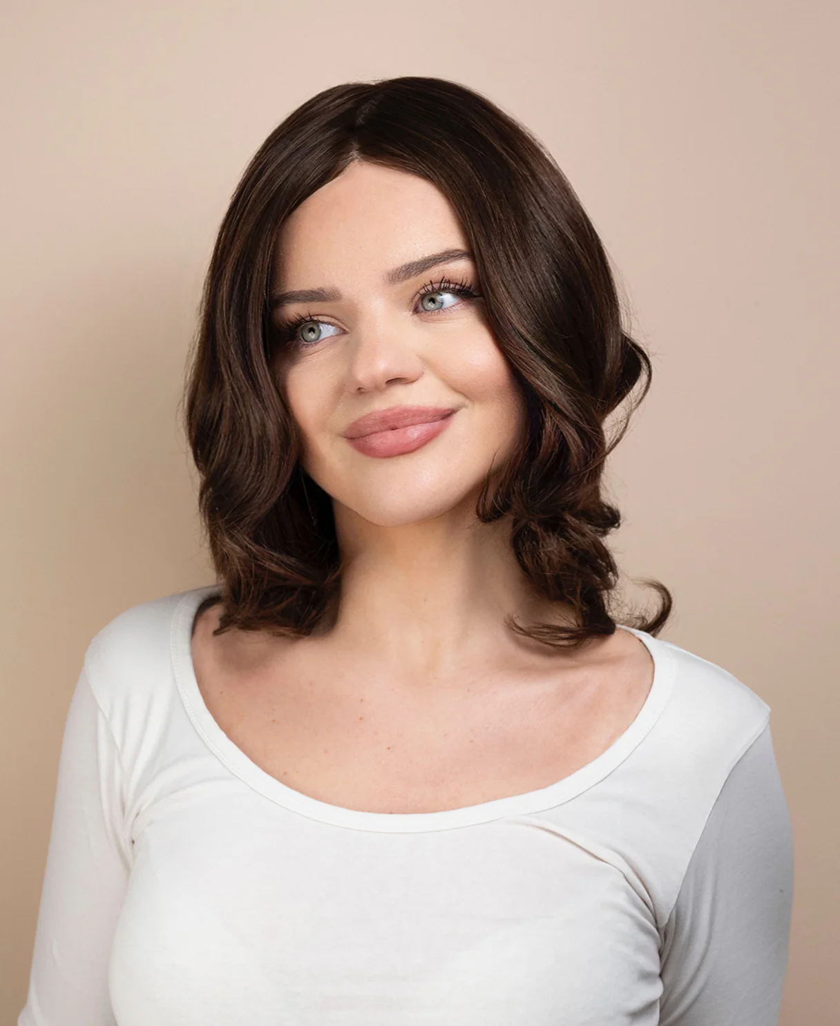 european virgin hair wig - 10" medium brown.